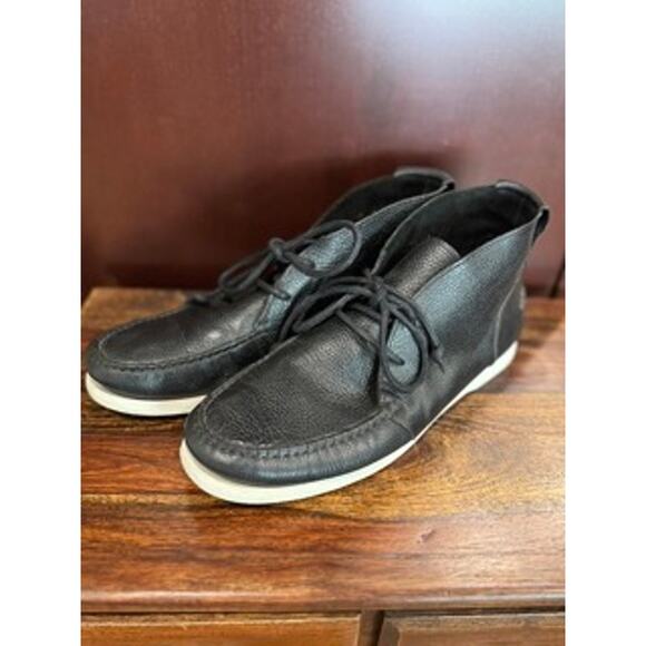 Black Leather Chukka low boot shoes - Picture 1 of 8